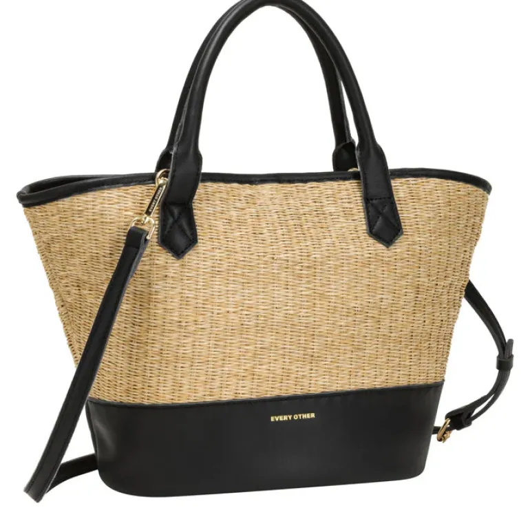 Straw Grab Bag - Black