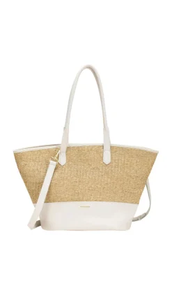 Straw Large Shoulder Bag - White