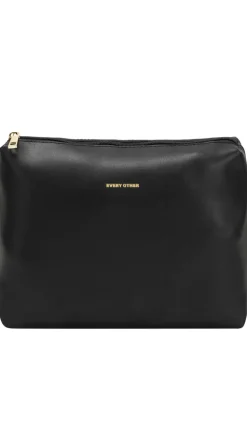 Straw Large Shoulder Bag - Black