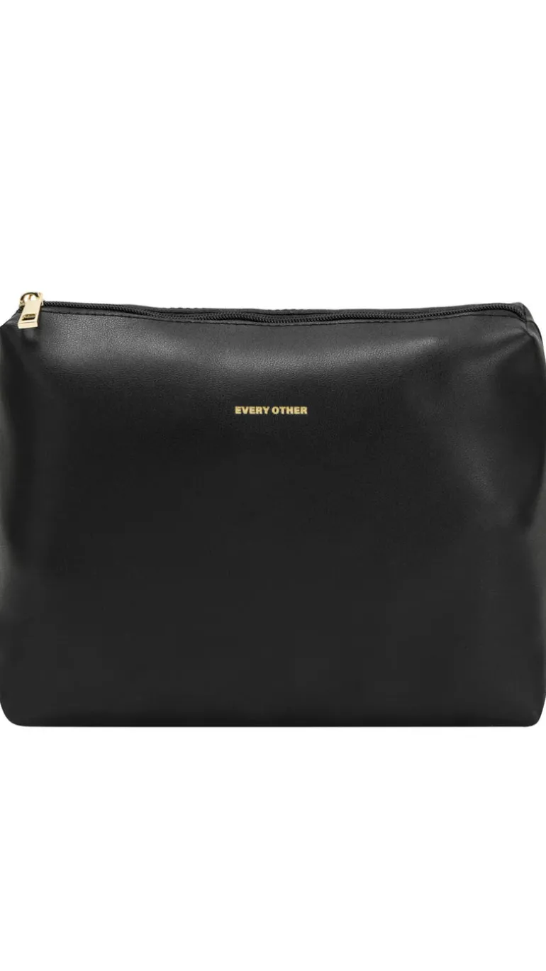 Straw Large Shoulder Bag - Black