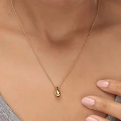 Teardrop Necklace with Slider Clasp - Gold