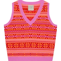 Tonal Fairisle Tank - Peony Neon