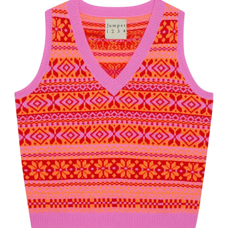 Tonal Fairisle Tank - Peony Neon
