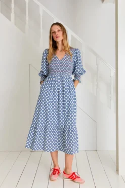 Troy Dress - Blue / White