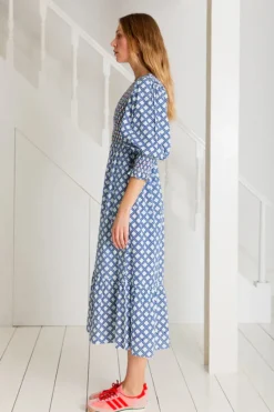 Troy Dress - Blue / White