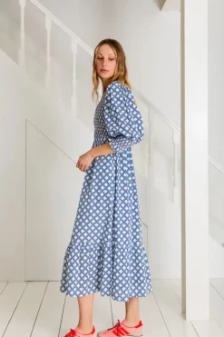 Troy Dress - Blue / White