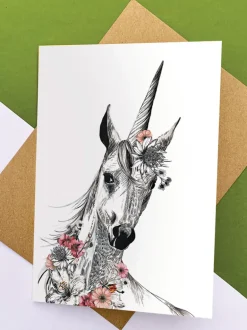 Unicorn with Flowers Card