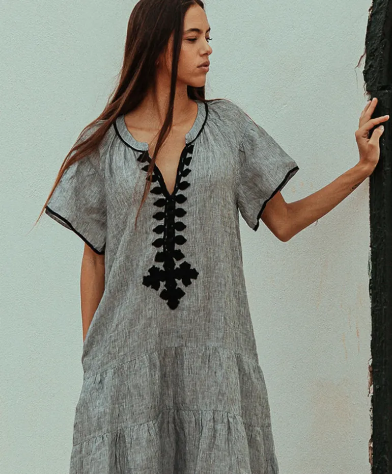 Uxbridge Dress - Charcoal Stripe