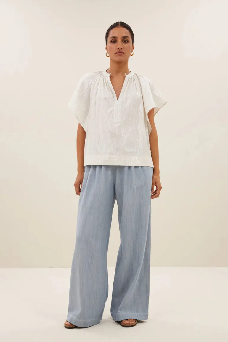 Vina Lurex Blouse - Silver