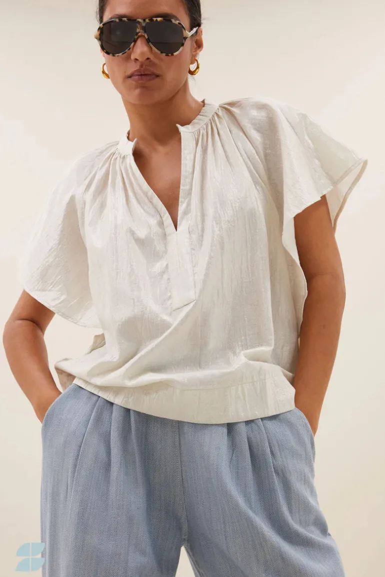 Vina Lurex Blouse - Silver