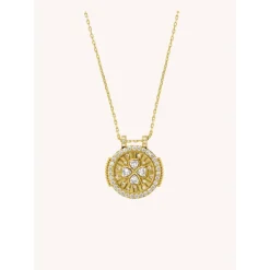 White Shamrock Boho Necklace - Gold