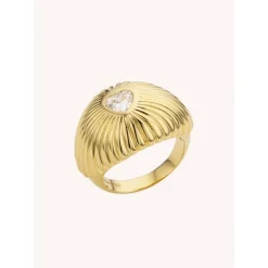 White Stone Ring - Gold