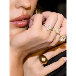 White Stone Ring - Gold