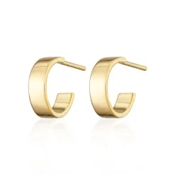Wide Huggie Hoop Earrings - Gold