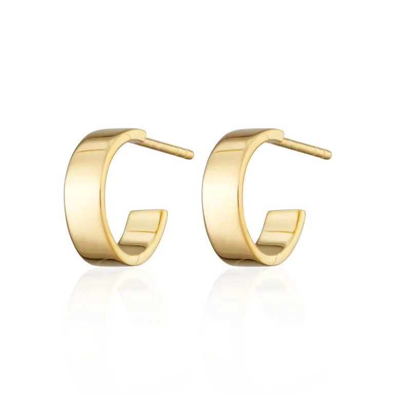 Wide Huggie Hoop Earrings - Gold