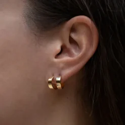 Wide Huggie Hoop Earrings - Gold