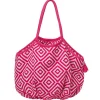 Woven Beach Bag - Pink/White