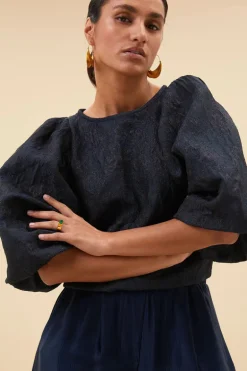 Zasu Jacquard Blouse - Midnight