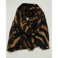 Zebra Print Scarf - Marron Fonce