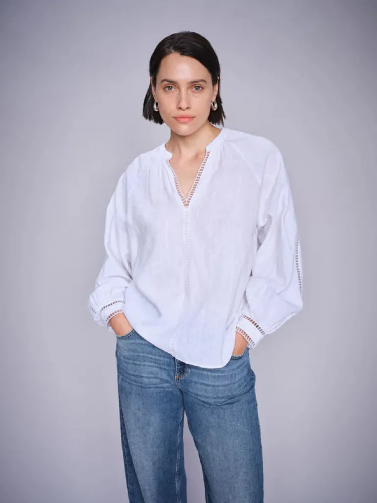 Zeina Linen Blouse - White