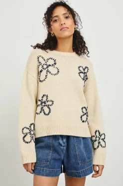 Zoey Jumper - Ivory Navy Daises