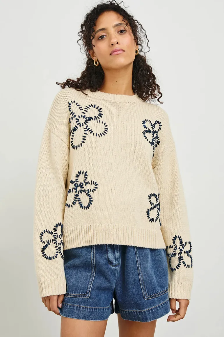 Zoey Jumper - Ivory Navy Daises