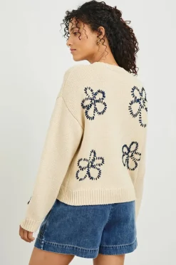 Zoey Jumper - Ivory Navy Daises